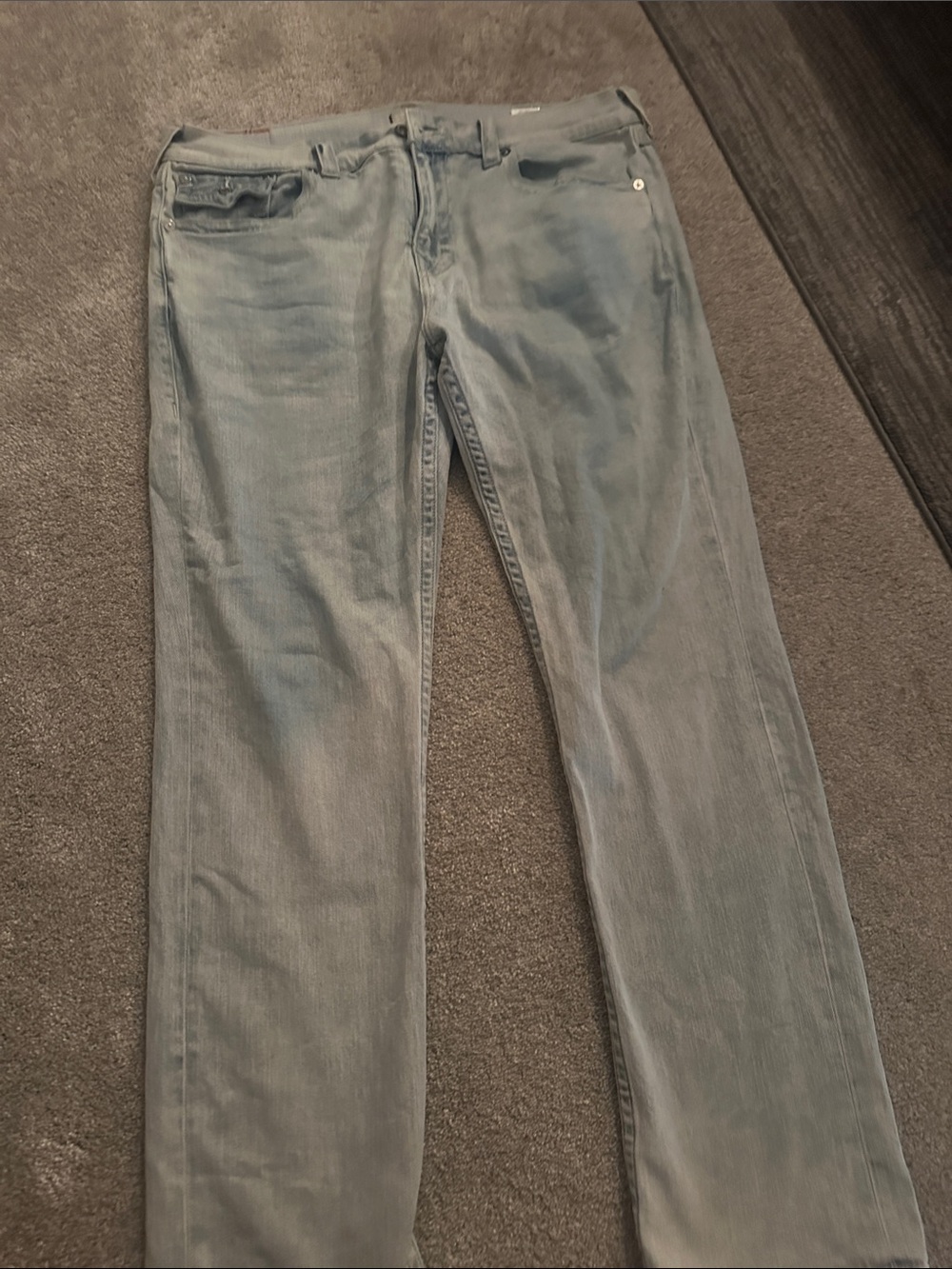 True Religion: Men Light Wash Straight Leg Jeans